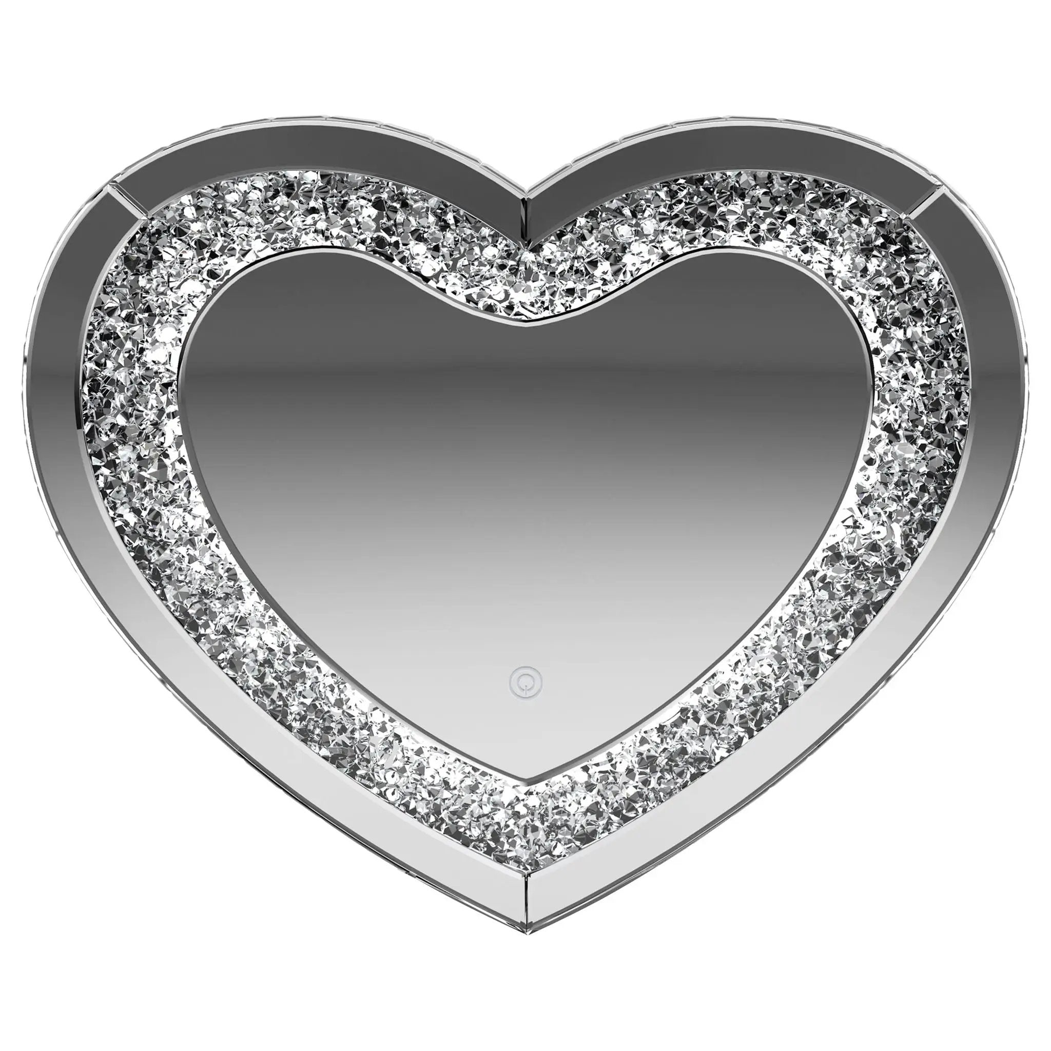Aiko 36 x 30 Inch Heart Shaped LED Light Wall Mirror Silver by Unique Piece Furniture