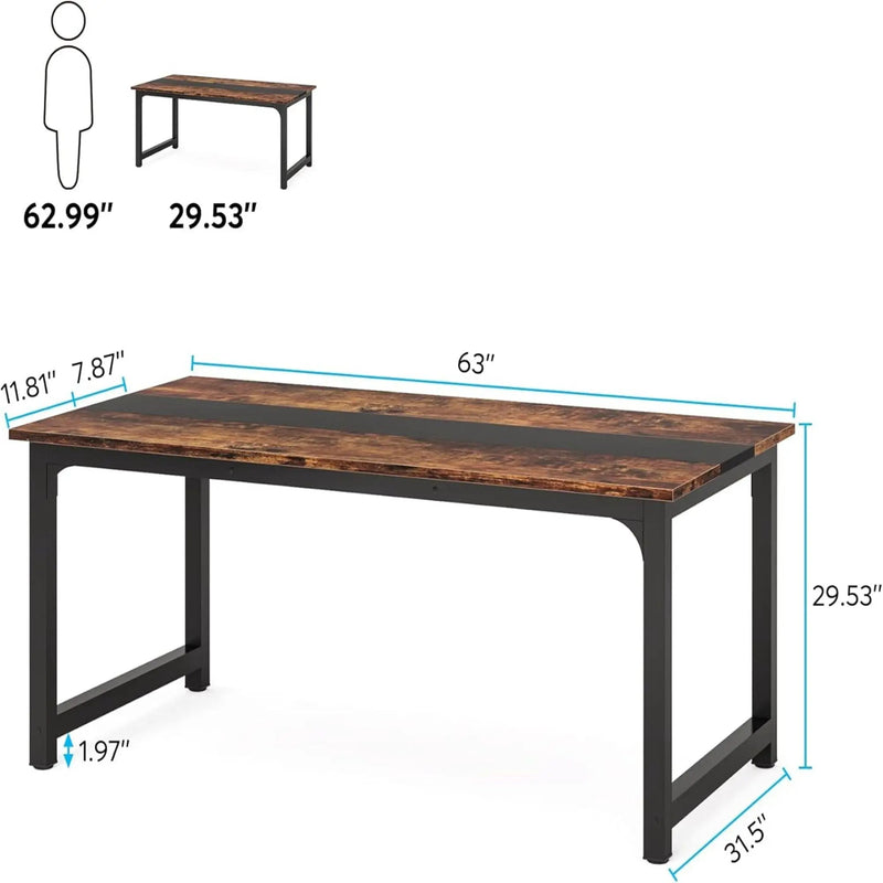 Large Computer Desk With Steel Frame for Home Office Workstation by HouseOfZazla