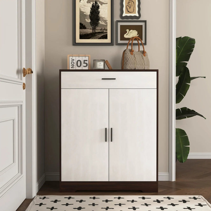 Freestanding Wooden Shoe Cabinet, 4 Tier Organizer With Drawer by Unique Piece Furniture