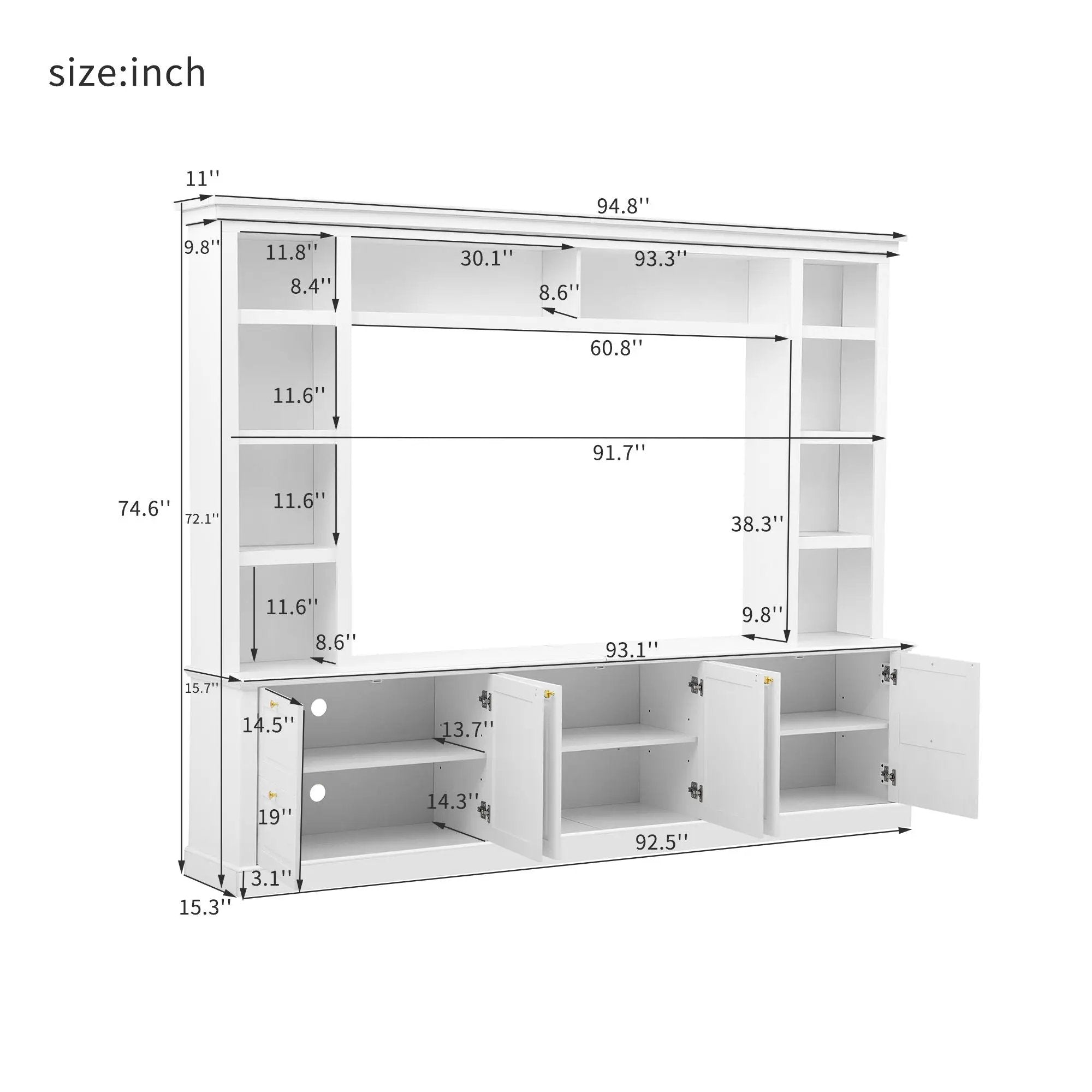 All-In-One TV Stand With Bookcase For TVs Up To 70" by Unique Piece Furniture