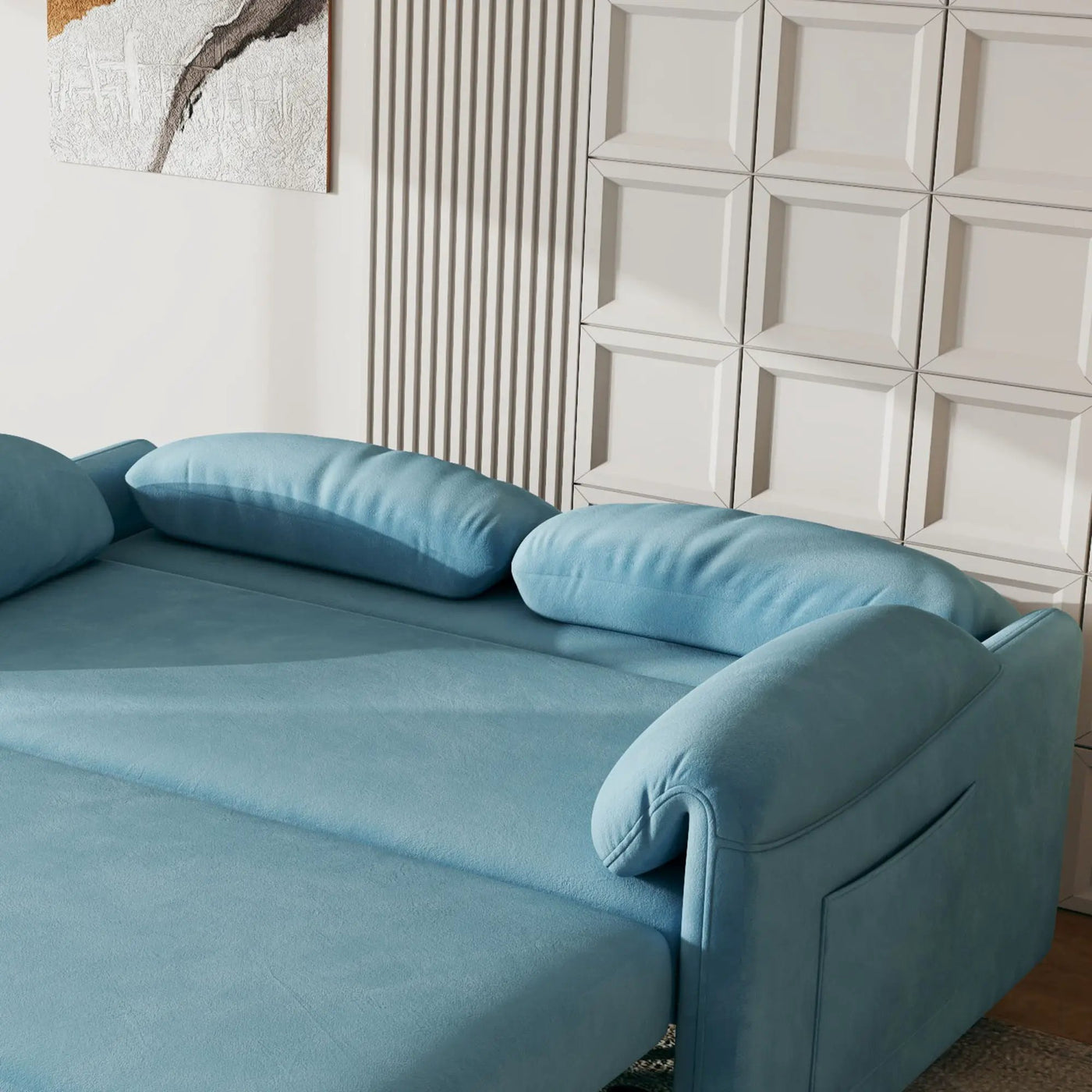 Sofa, Dual Purpose Lounge With Retractable Queen Size Bed by HouseOfZazla