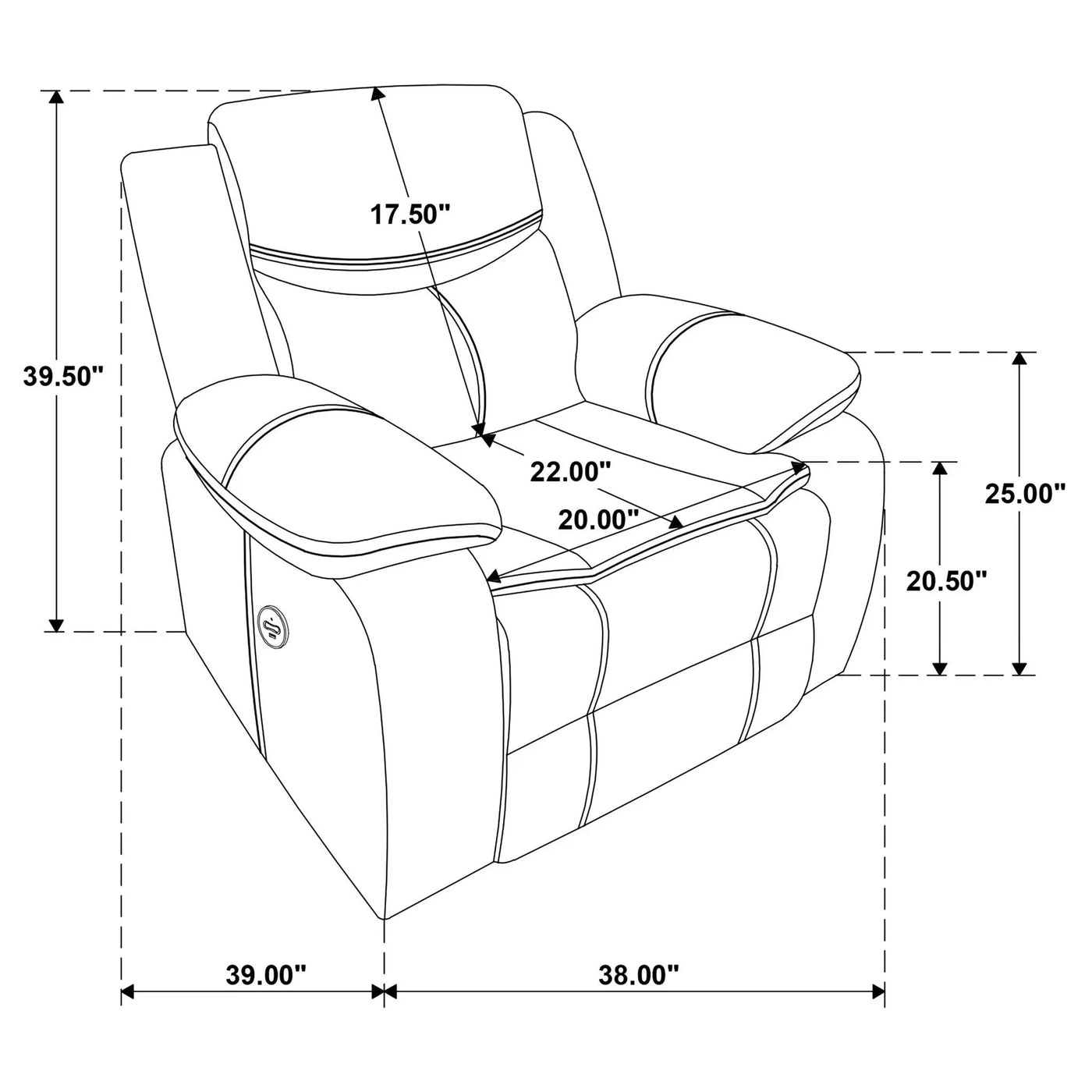 Salerno - Power Recliner Chair With USB Charging by Unique Piece Furniture