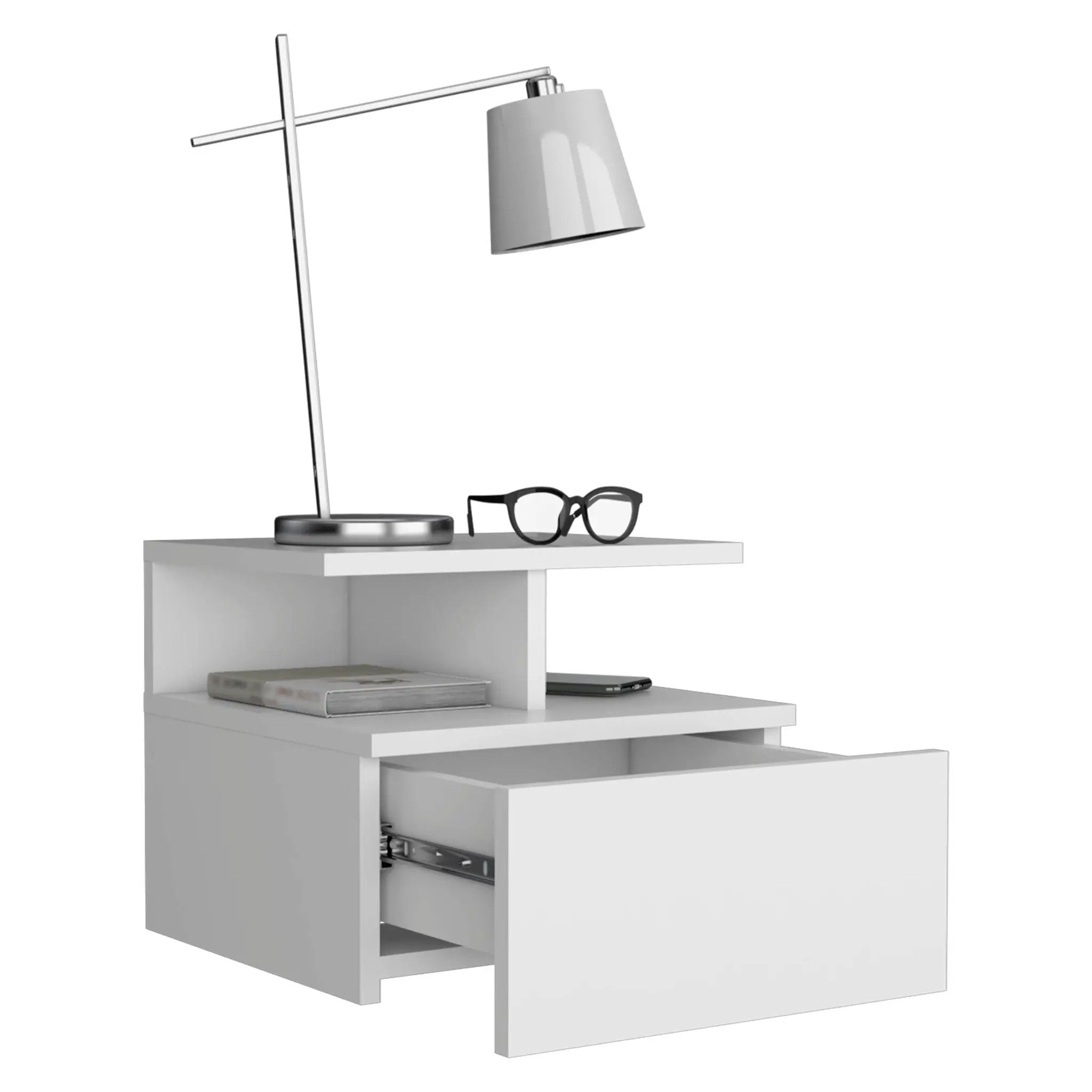 Flopini - Floating Nightstand With 1 Drawer, Compact Size - White by Unique Piece Furniture