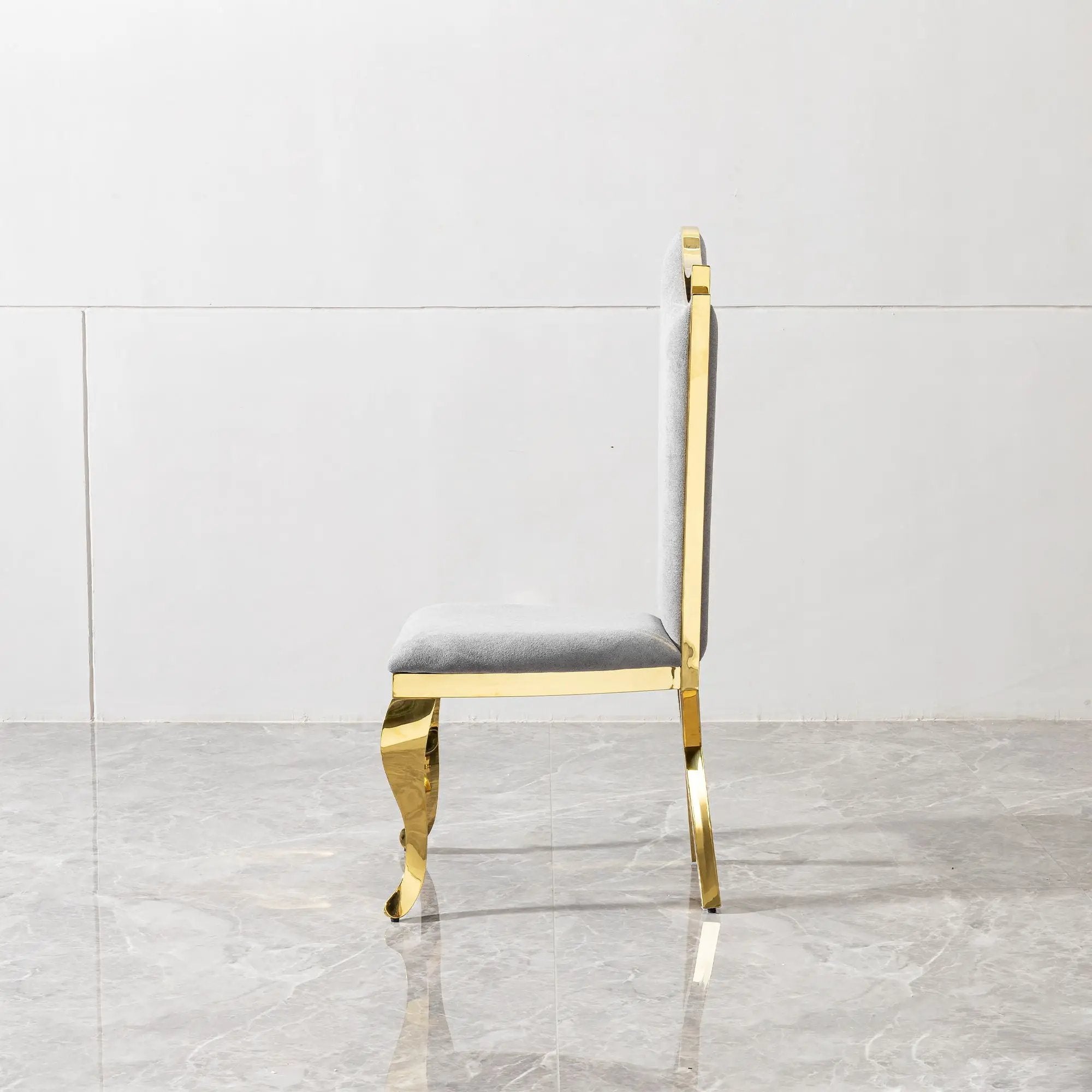 Gorgeous Streamlined High Back Fabric Stainless Steel Dining Chair (Set of 2) - Gold / Gray by Unique Piece Furniture