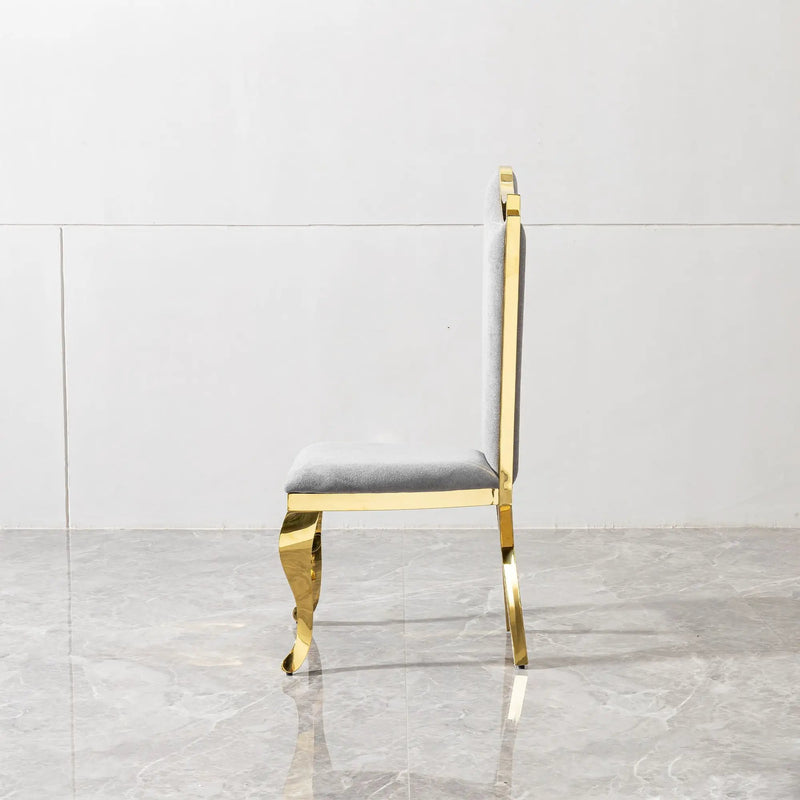 Gorgeous Streamlined High Back Fabric Stainless Steel Dining Chair (Set of 2) - Gold / Gray by Unique Piece Furniture