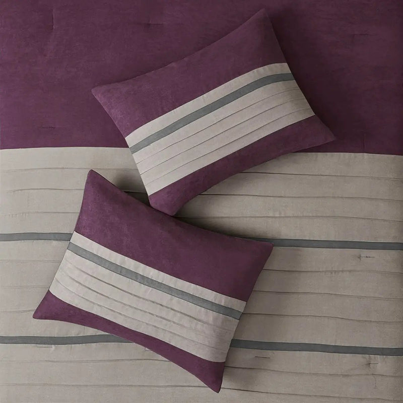 7 Piece Purple Faux Suede Comforter Set Full by HouseOfZazla