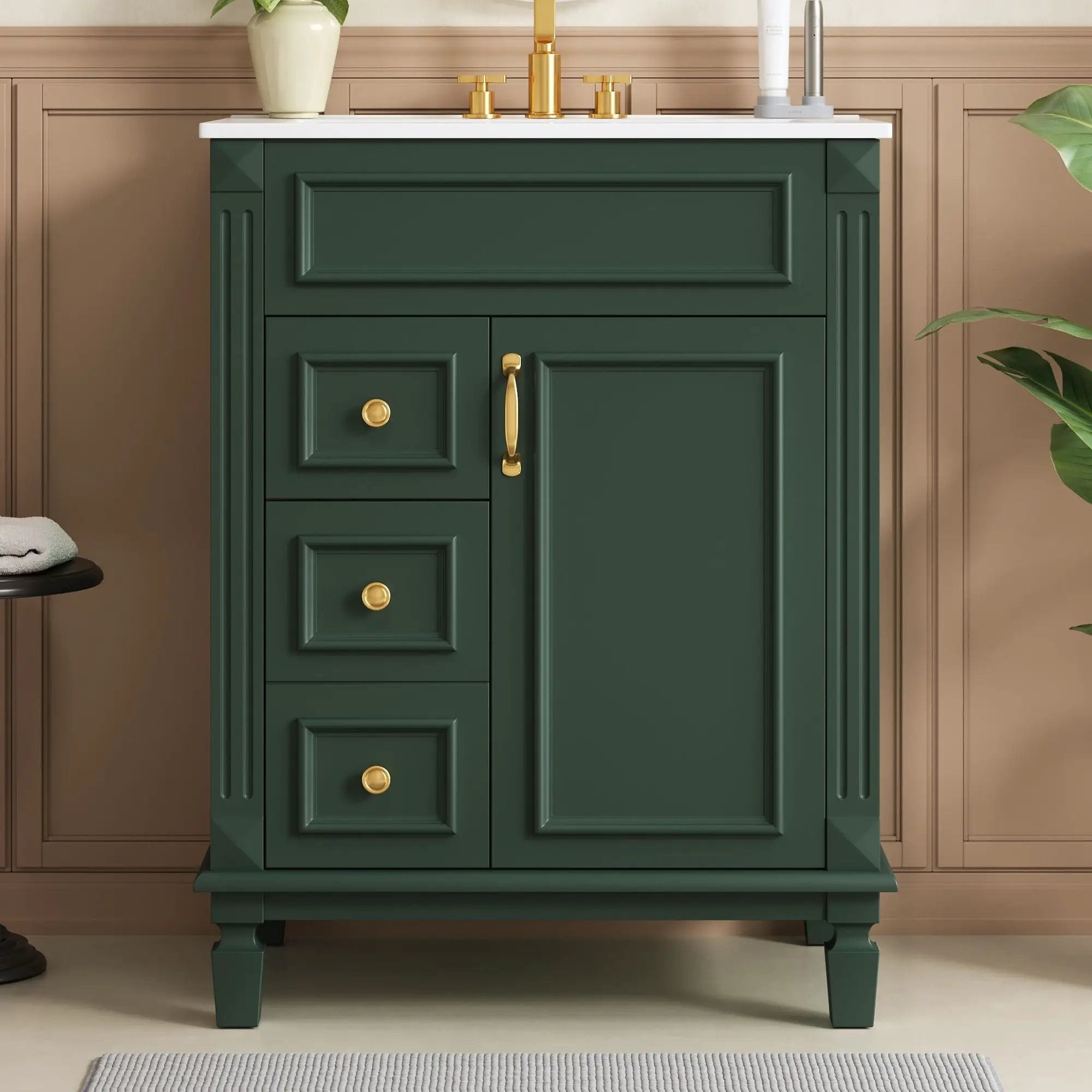 Bathroom Vanity With Sink, Compact Cabinet & 2 Drawers And Adjustable Shelf by Unique Piece Furniture
