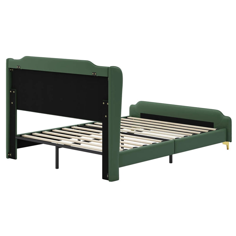 Queen Size Leather Bed Frame with Wingback Headboard & Footboard by HouseOfZazla