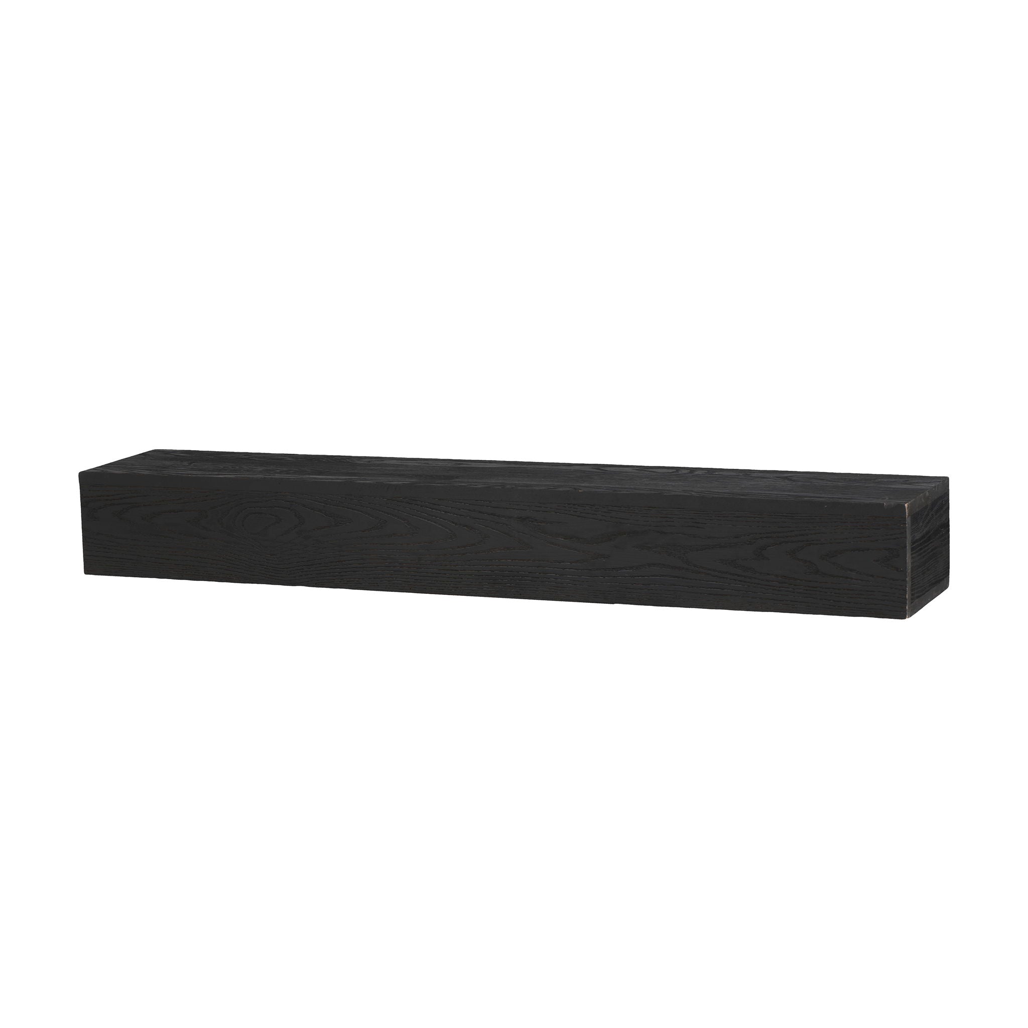48'' Embossed Fireplace Mante, Wall Mounted Floating Shelf - Black by HouseOfZazla