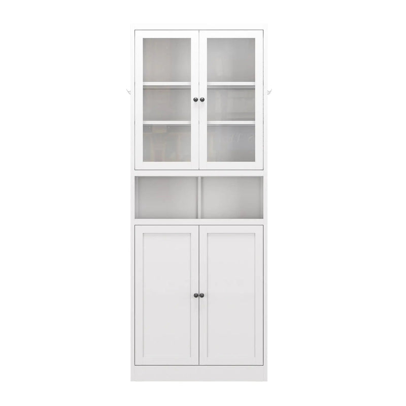 Kitchen Pantry Cabinet Tall Storage With Adjustable Shelves, Heavy Duty Stainless Steel Frame - White by HouseOfZazla