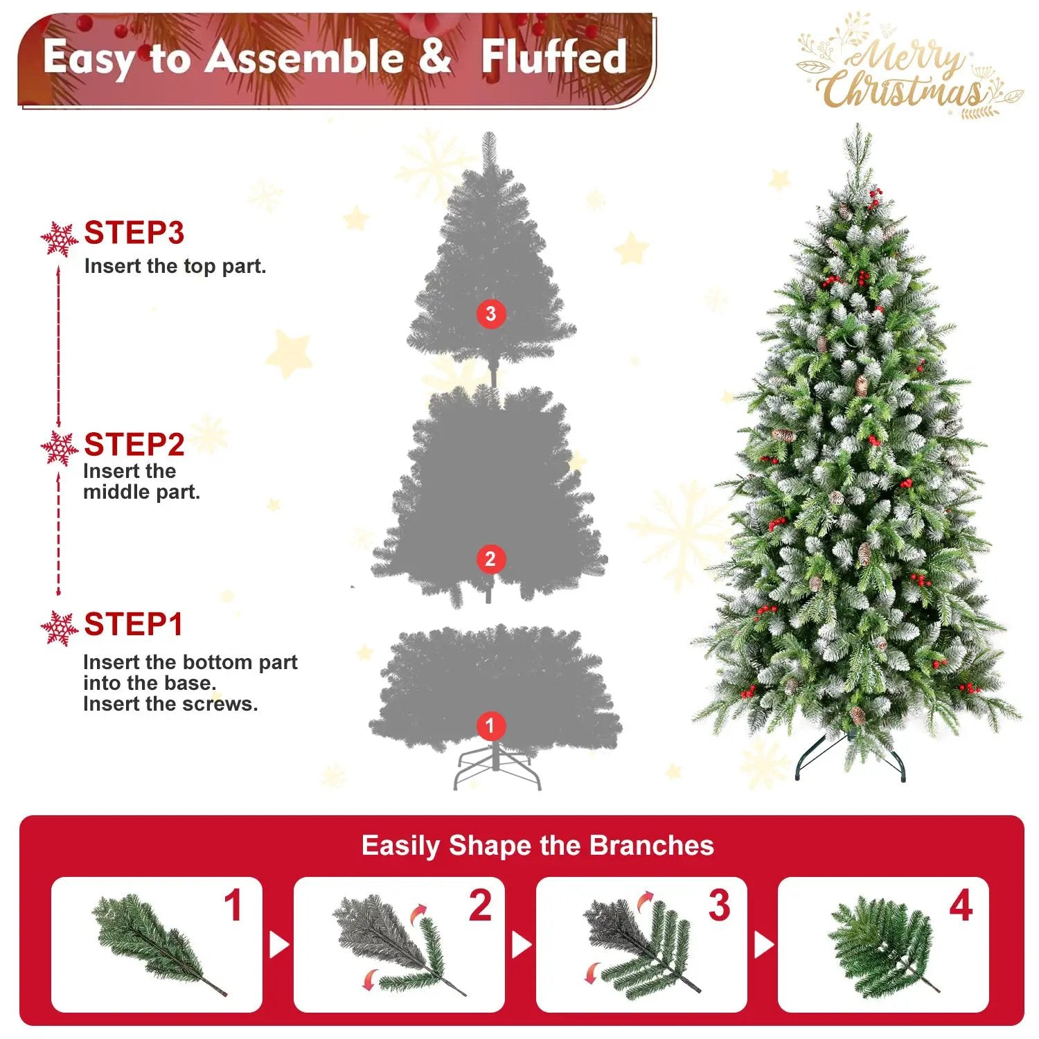 6ft Pre-Lit Artificial Christmas Tree with 380 Warm White LED Lights by HouseOfZazla