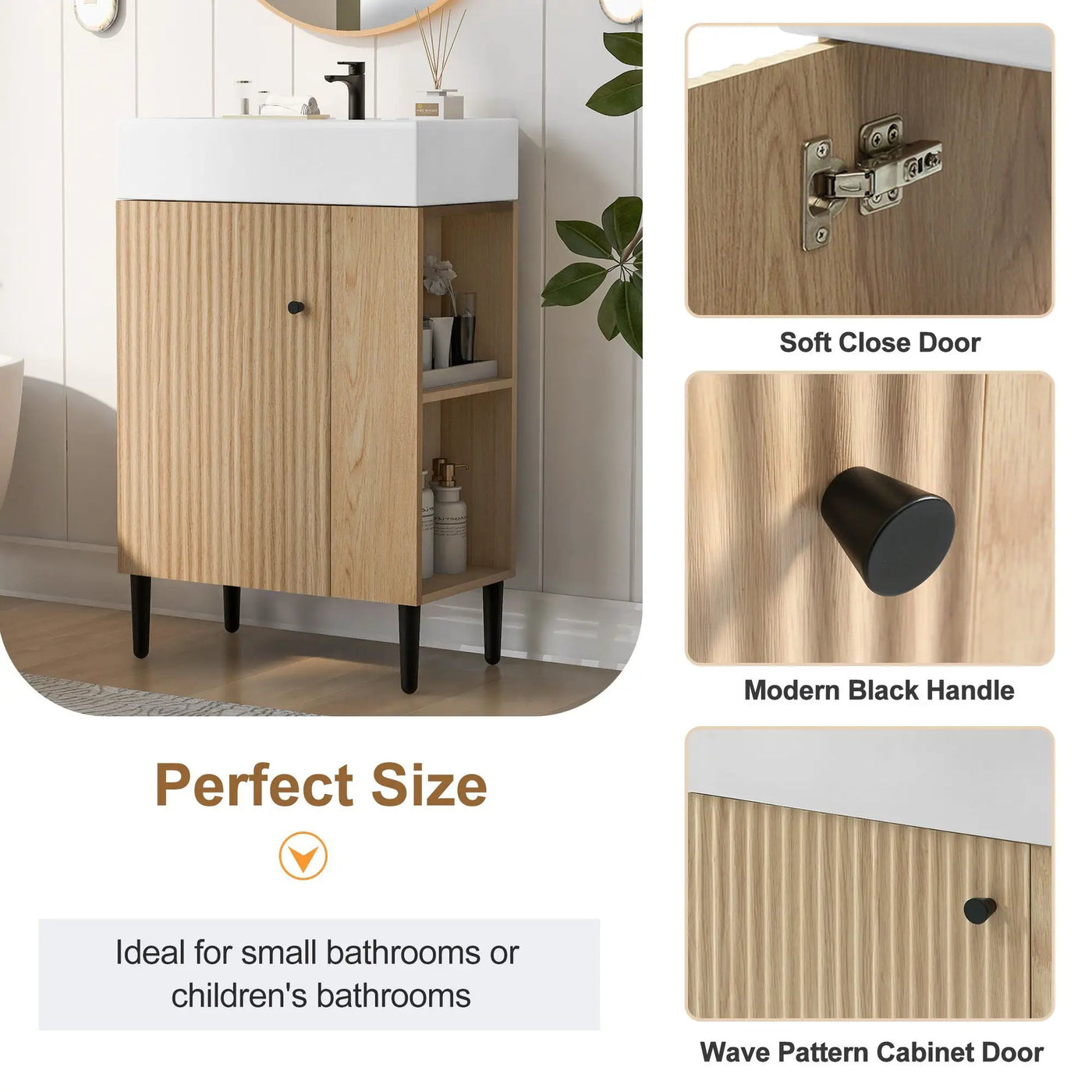 Bathroom Vanity, Combo Cabinet, Bathroom Storage Cabinet, Single Ceramic Sink by HouseOfZazla