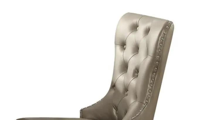 Kacela - Synthetic Leather Side Chair (Set of 2) - Champagne by Unique Piece Furniture