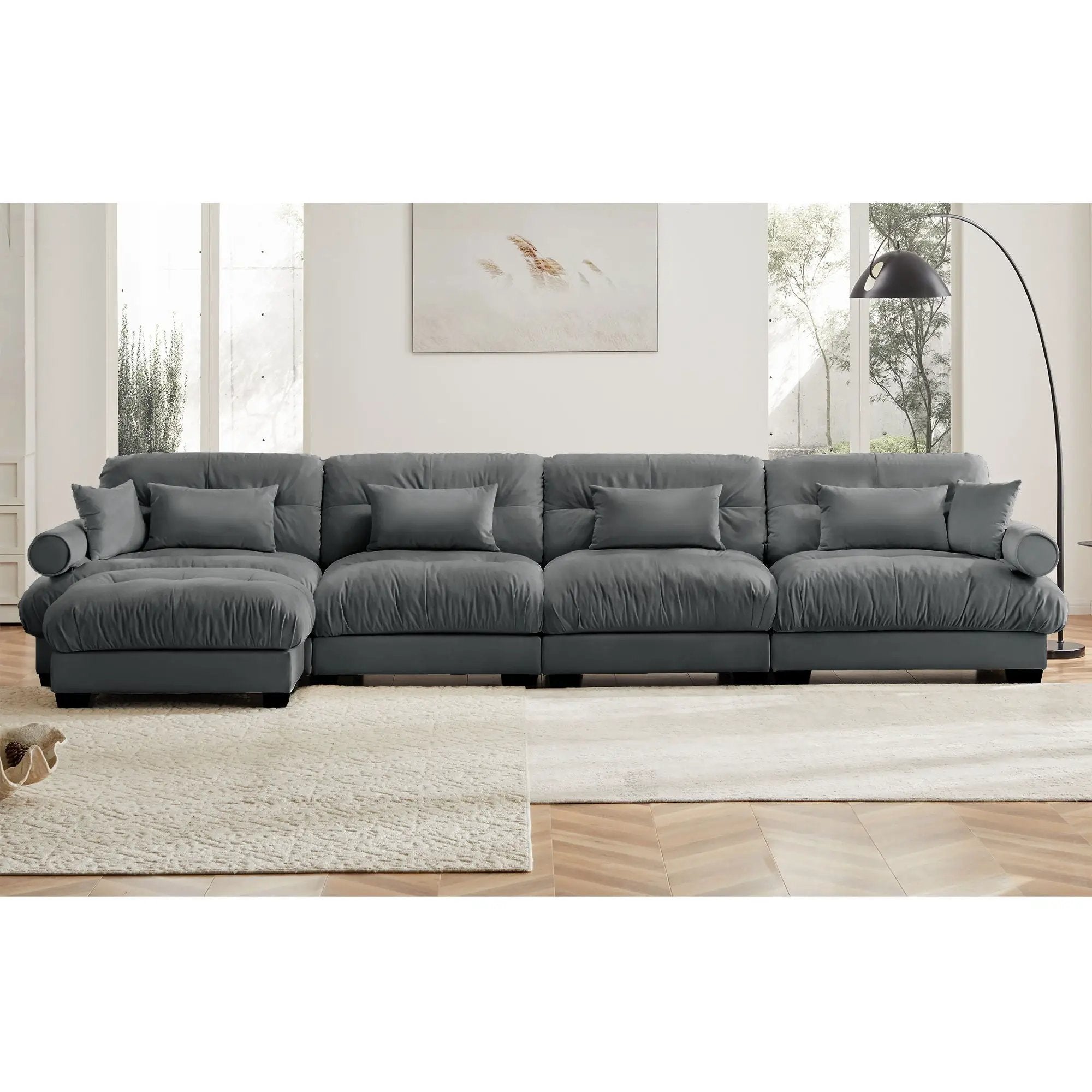 Super Comfort Oversized Modular Sectional Sofa With Movable Ottoman by Unique Piece Furniture