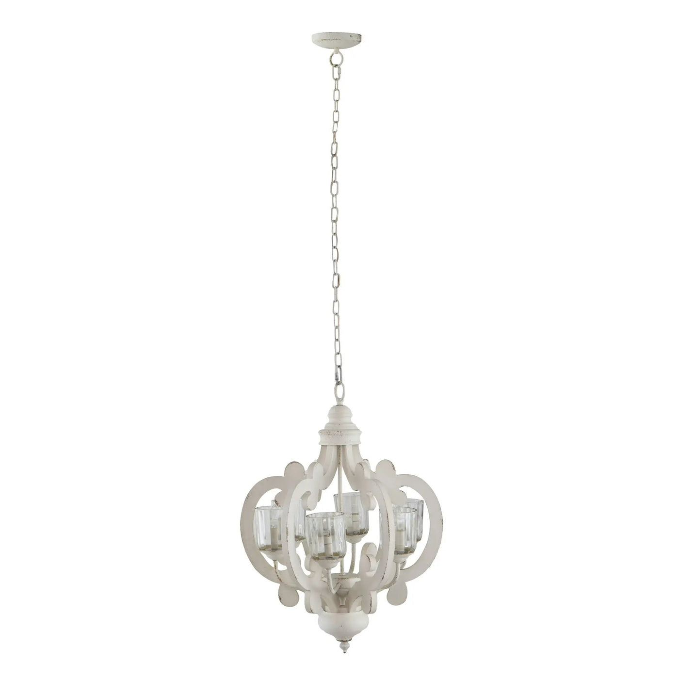 Farmhouse Chandelier, 6 Light Wood Chandelier Pendant Light Fixture With Adjustable Chain For Dining Room Living Room Entryway, Bulb Not Included by Unique Piece Furniture