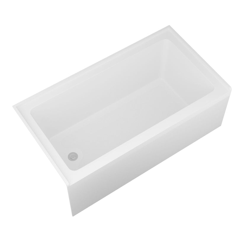 Alcove Soaking Bathtub With Skirt - Back-To-Wall Design, Compact - Glossy White by HouseOfZazla