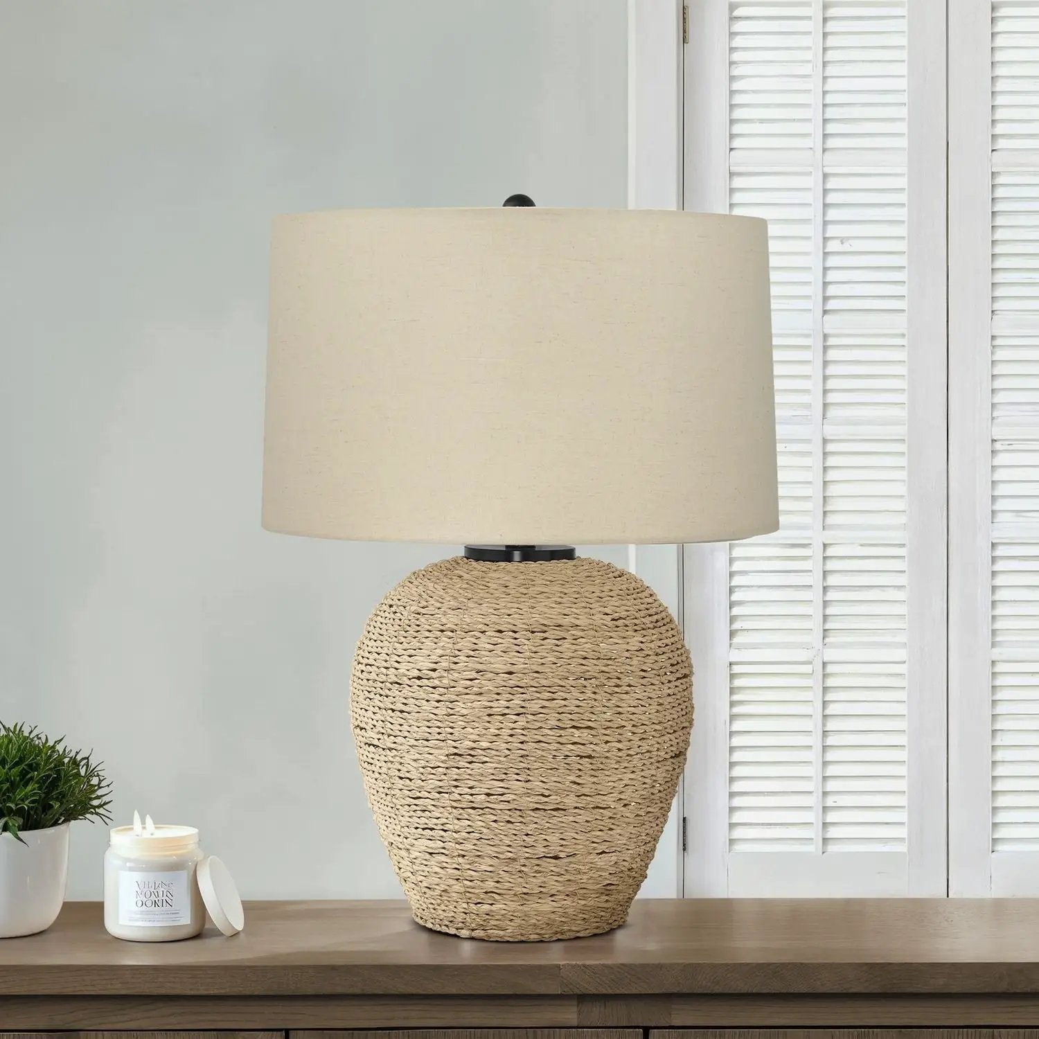 Lighting, Table Lamp, Rattan, Resin, Transitional - Beige by Unique Piece Furniture