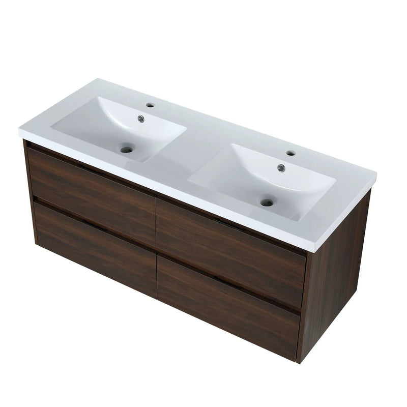 Modern Floating Bathroom Vanity With Dual Resin Sink, Soft Close Drawers by HouseOfZazla
