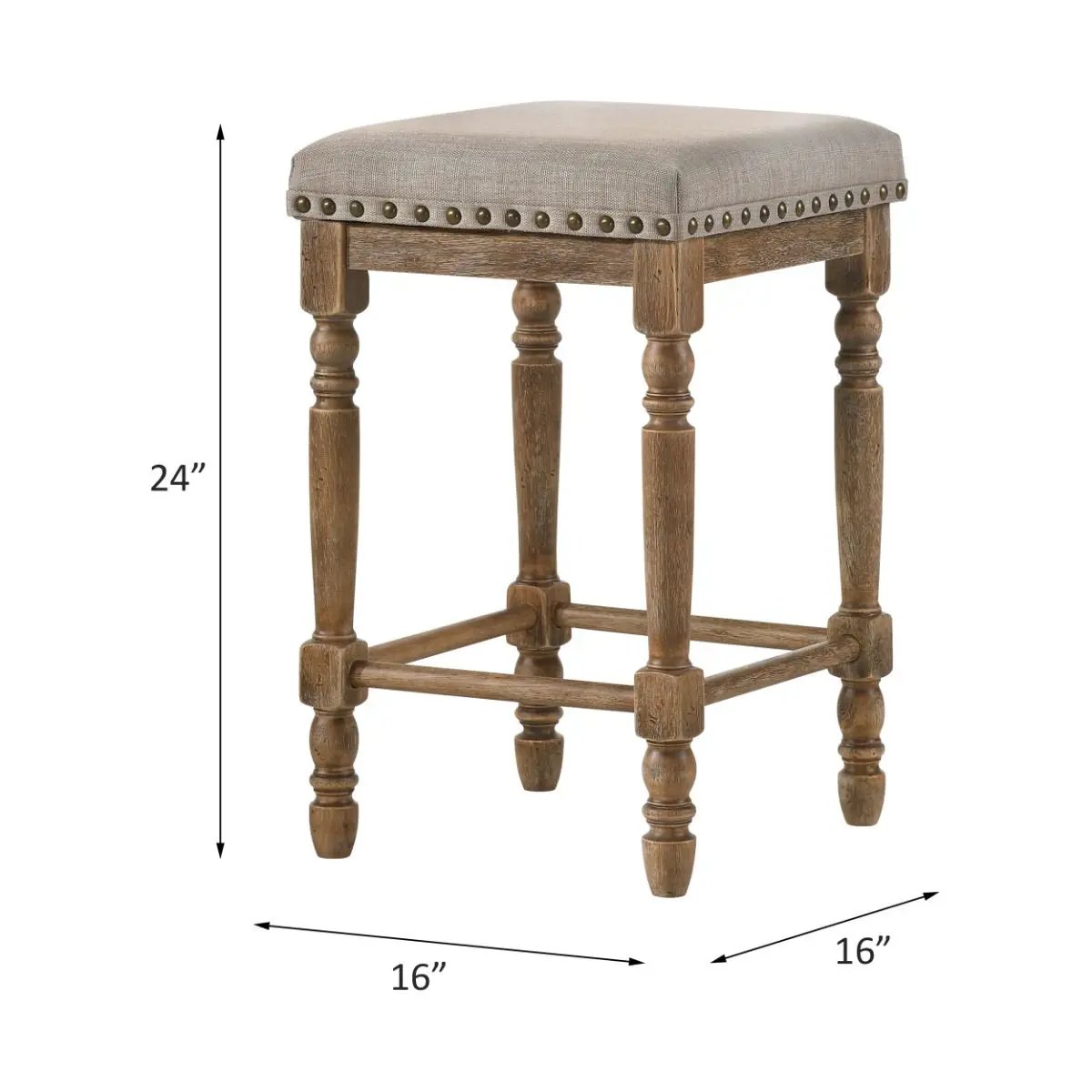 Farsiris - Counter Height Stool (Set of 2) - Beige Fabric & Weathered Oak by Unique Piece Furniture