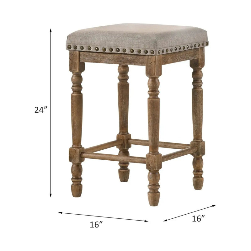 Farsiris - Counter Height Stool (Set of 2) - Beige Fabric & Weathered Oak by Unique Piece Furniture