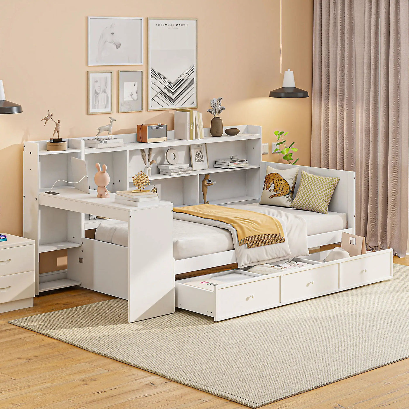 Daybed With 3 Drawers USB Ports And Desk by Unique Piece Furniture