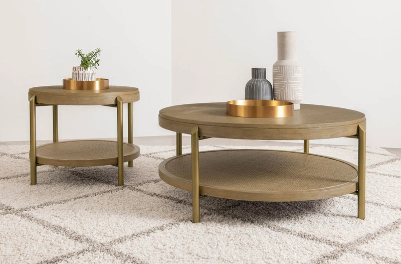 Arini 2-piece Round Coffee and End Table Set Sand Wash by Unique Piece Furniture
