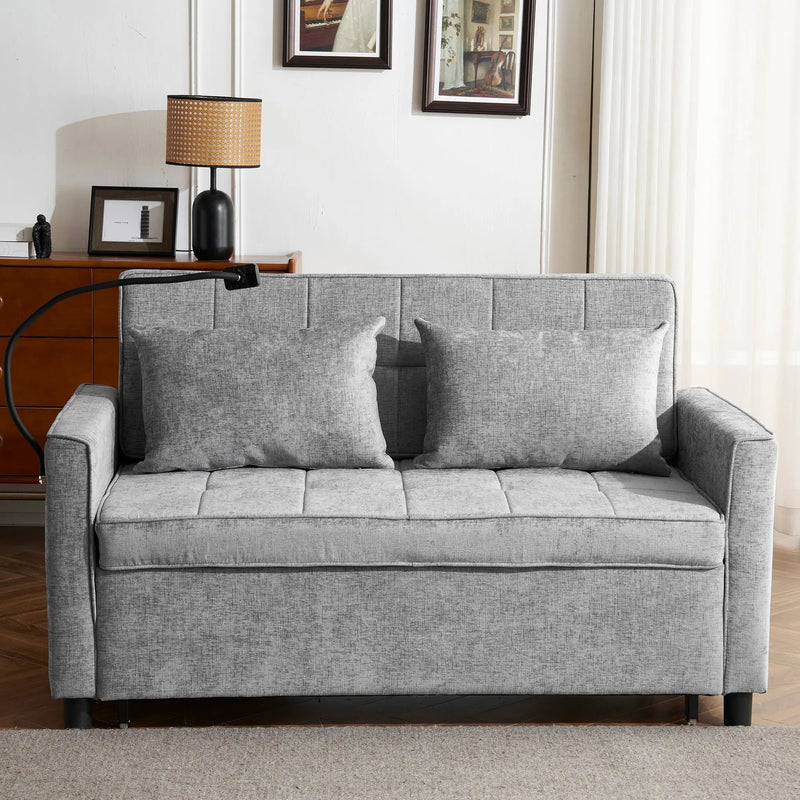 Pull-Out Sleeper Sofa With Reversible Backrest Cushion, Side Pockets, 2 USB Ports And A Phone Holder For Living Room by HouseOfZazla