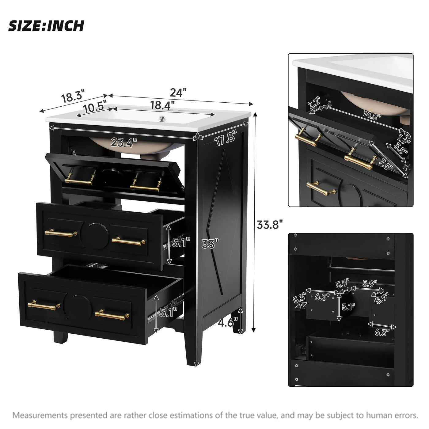 Bathroom Vanity With Sink, Free Standing 3 Drawer Storage Cabinet by HouseOfZazla
