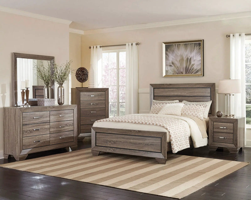 Kauffman Wood Queen Panel Bed Washed Taupe by Unique Piece Furniture