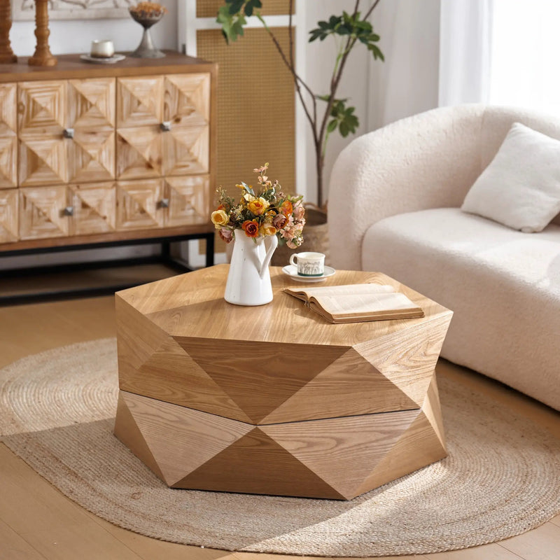 36.61'' Retro Style Polygon Flip Top Coffee Table by HouseOfZazla