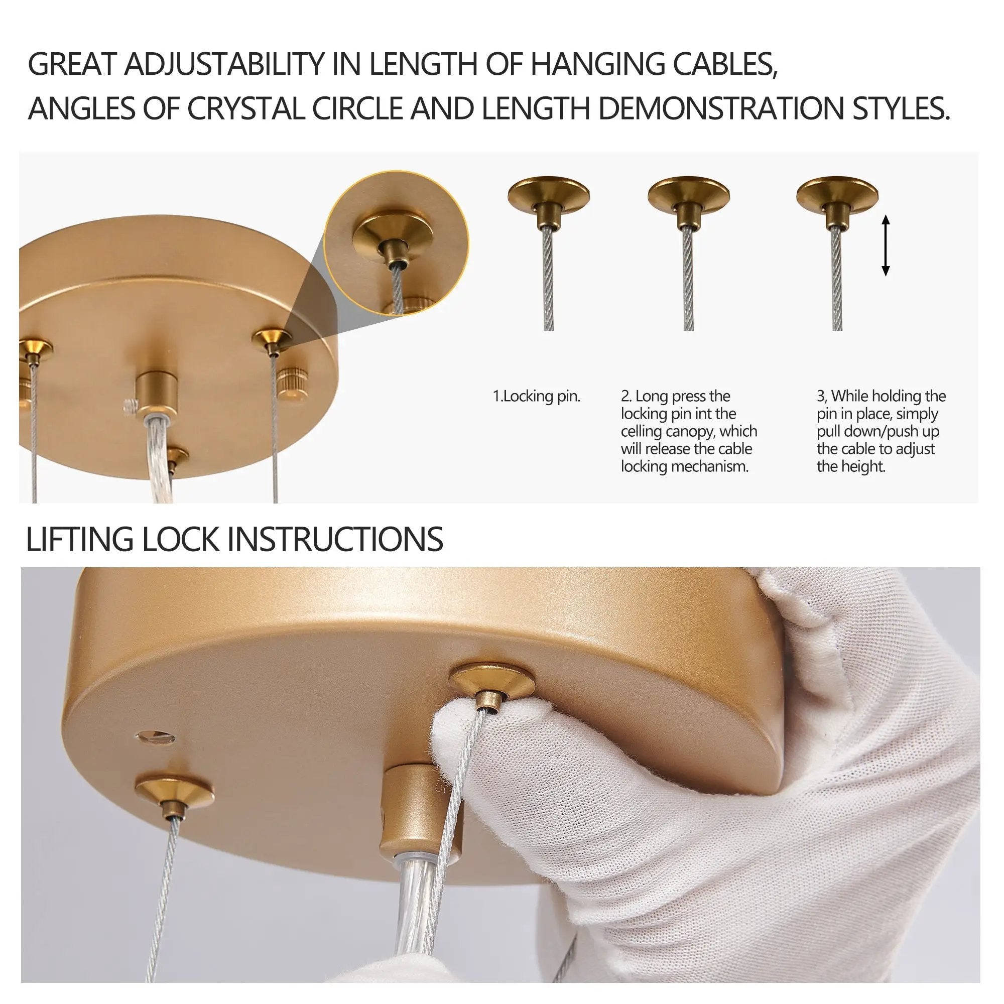 24-inch Modern Golden Pendant Light with Cascading Crystal Strands by HouseOfZazla