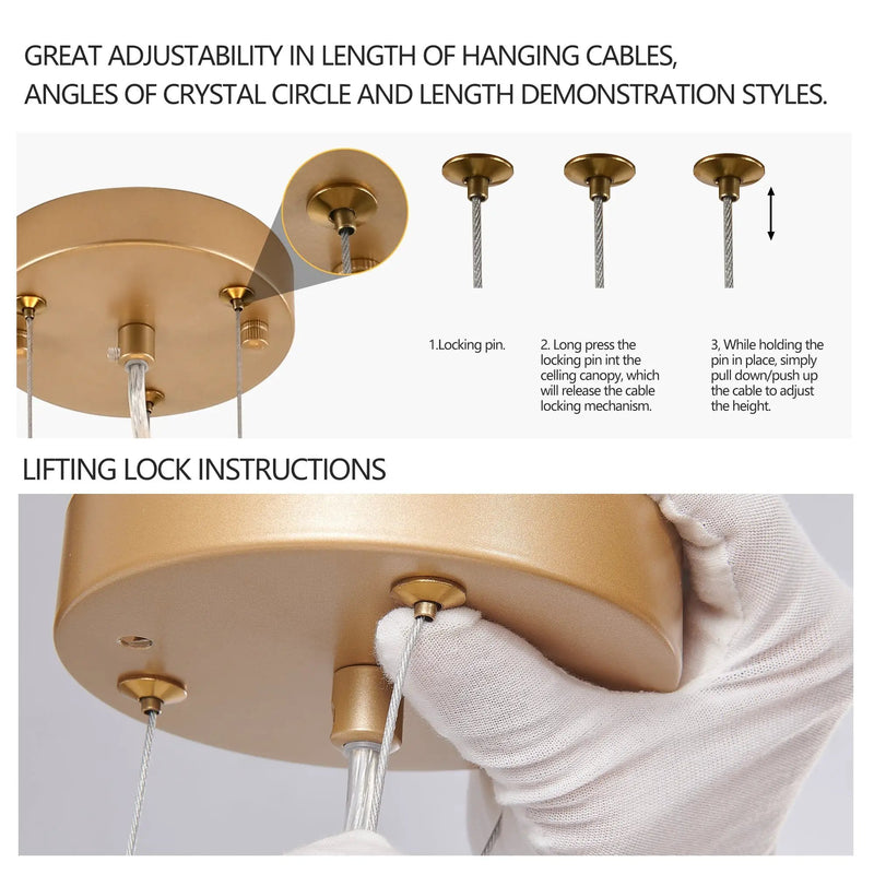 24-inch Modern Golden Pendant Light with Cascading Crystal Strands by HouseOfZazla