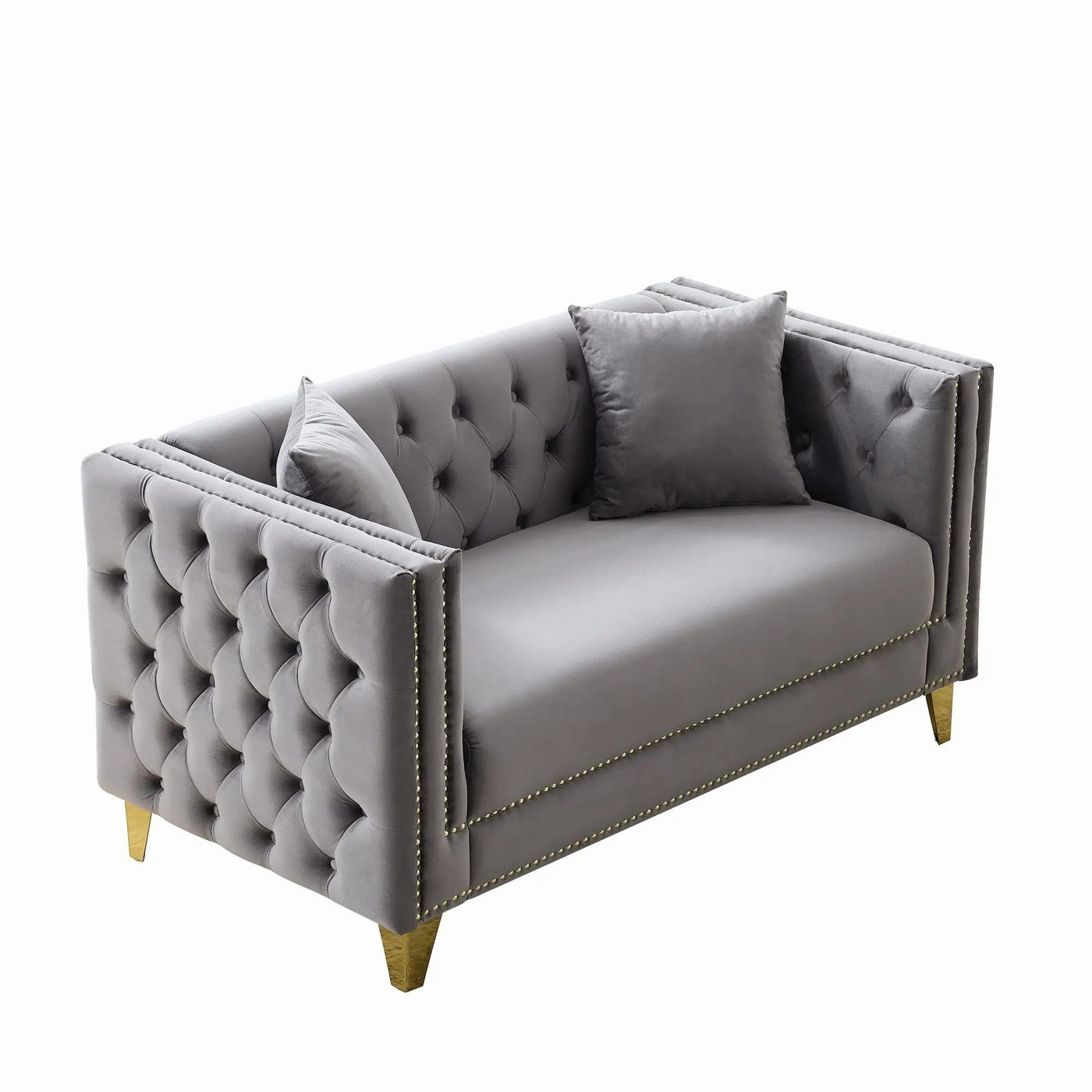 2 Seater Deep Seat Sofa With Button Nailhead, Square Arm by Unique Piece Furniture