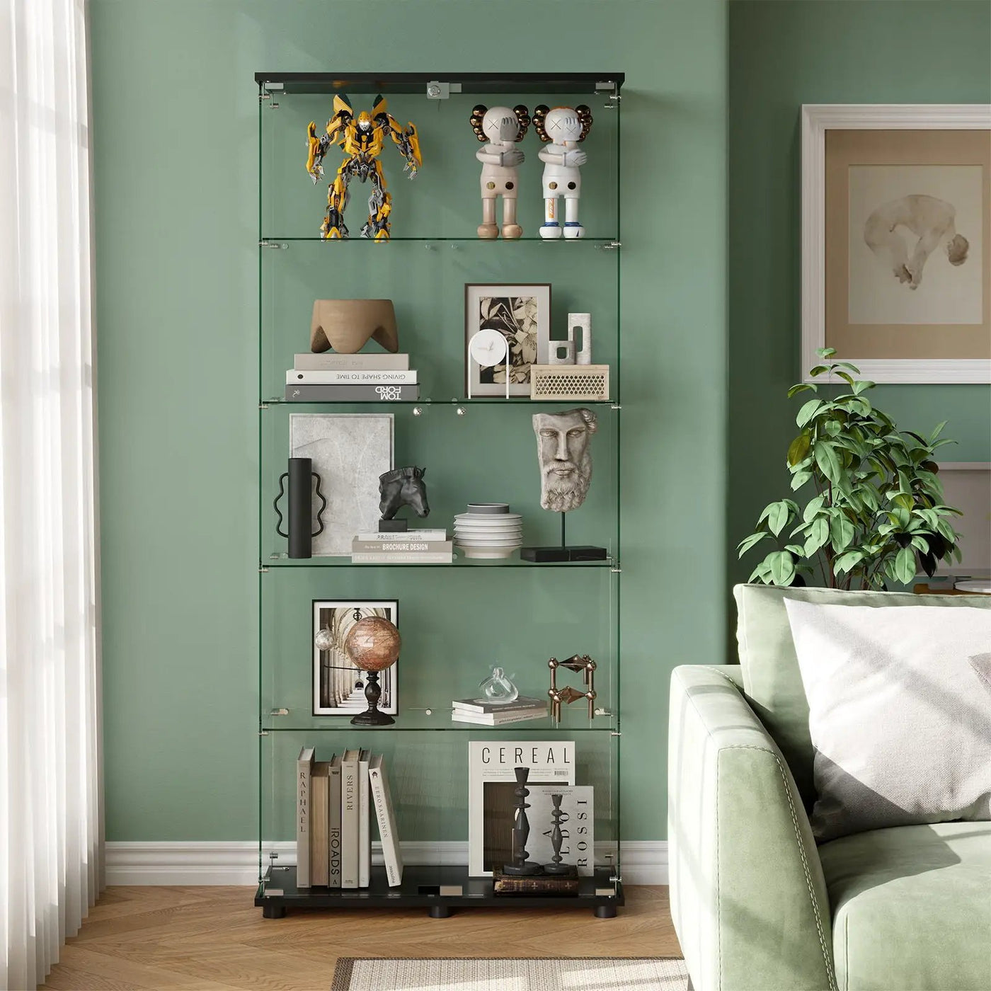 Display Cabinet With Shelf Double Doors And Lock by Unique Piece Furniture