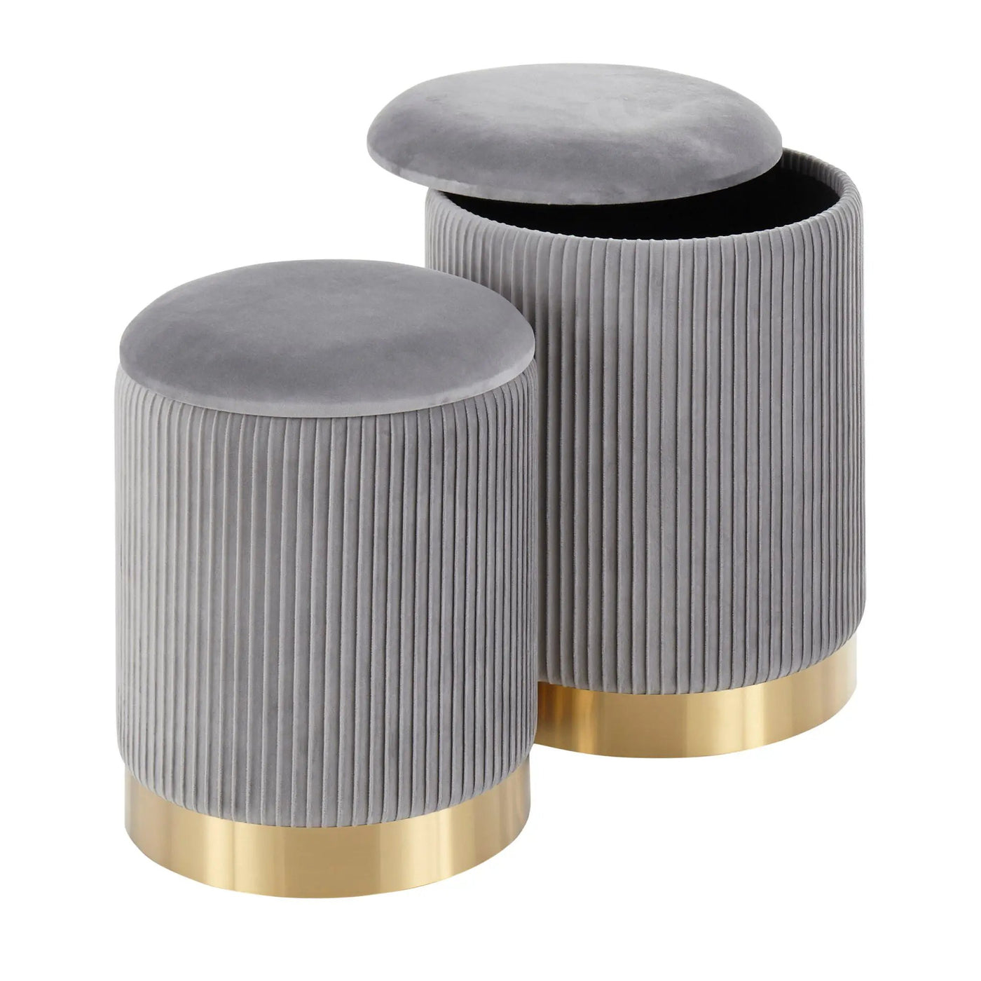 Marla - Contemporary Nesting Pleated Ottoman Set by HouseOfZazla