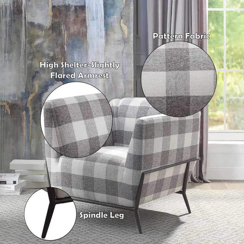 Niamey II - Accent Chair - Pattern Fabric & Metal Frame Black by Unique Piece Furniture