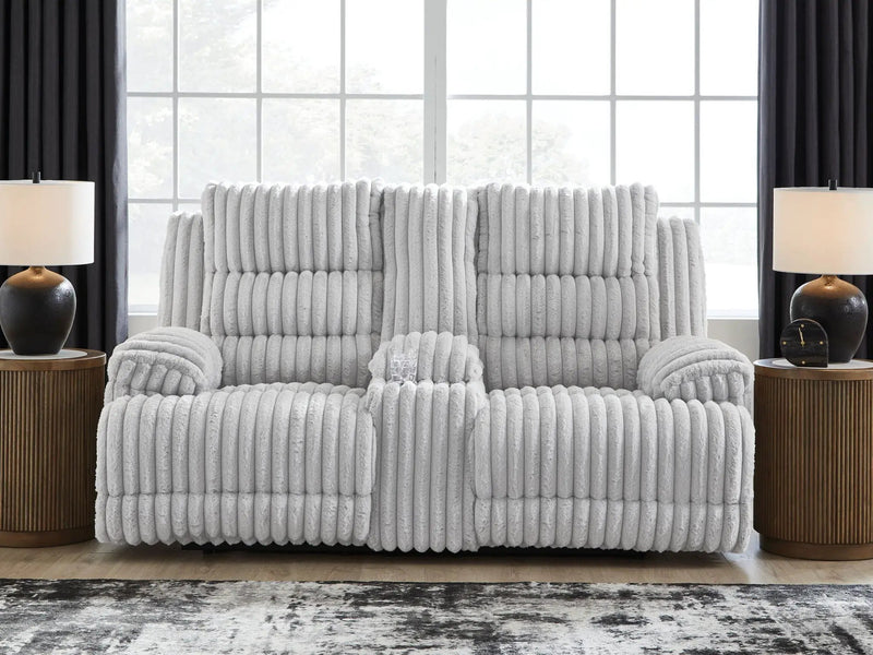 Rhines Falls - Double Reclining Power Loveseat With Console - Alloy by Unique Piece Furniture