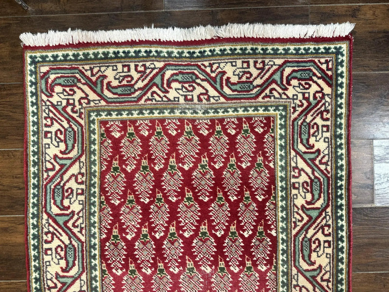 Persian Tabriz Runner Rug 3x16, Paisley Boteh Design, Red and Cream, Rug for Hallway, 16ft Wool Runner by Jewel Rugs