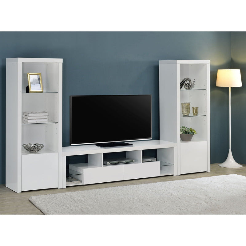 Lance - 3 Piece TV Entertainment Center With Shelves - Gloss White by HouseOfZazla