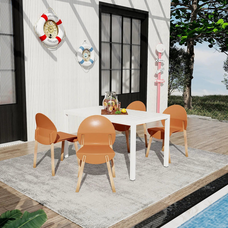 4 Piece Set Of Single Chairs With Long Table by Unique Piece Furniture