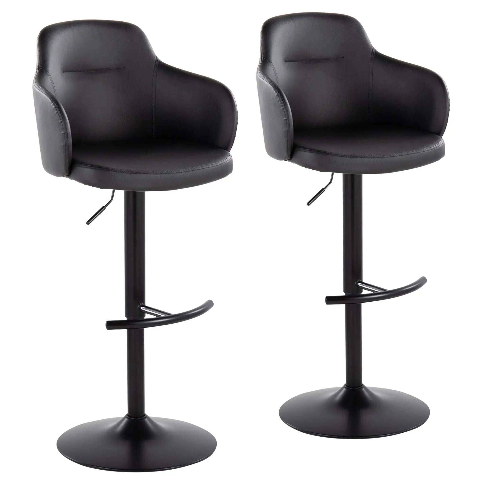 Boyne - Contemporary Adjustable Barstool With Swivel With Rounded T Footrest (Set of 2) by HouseOfZazla