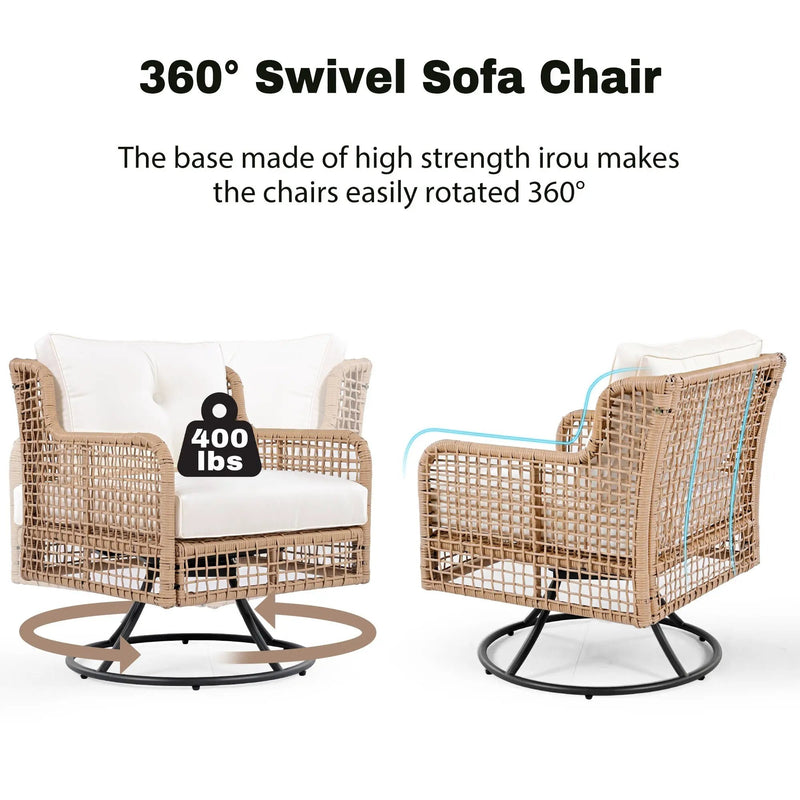 4 Pieces Patio Furniture Set with Swivel Chairs by HouseOfZazla