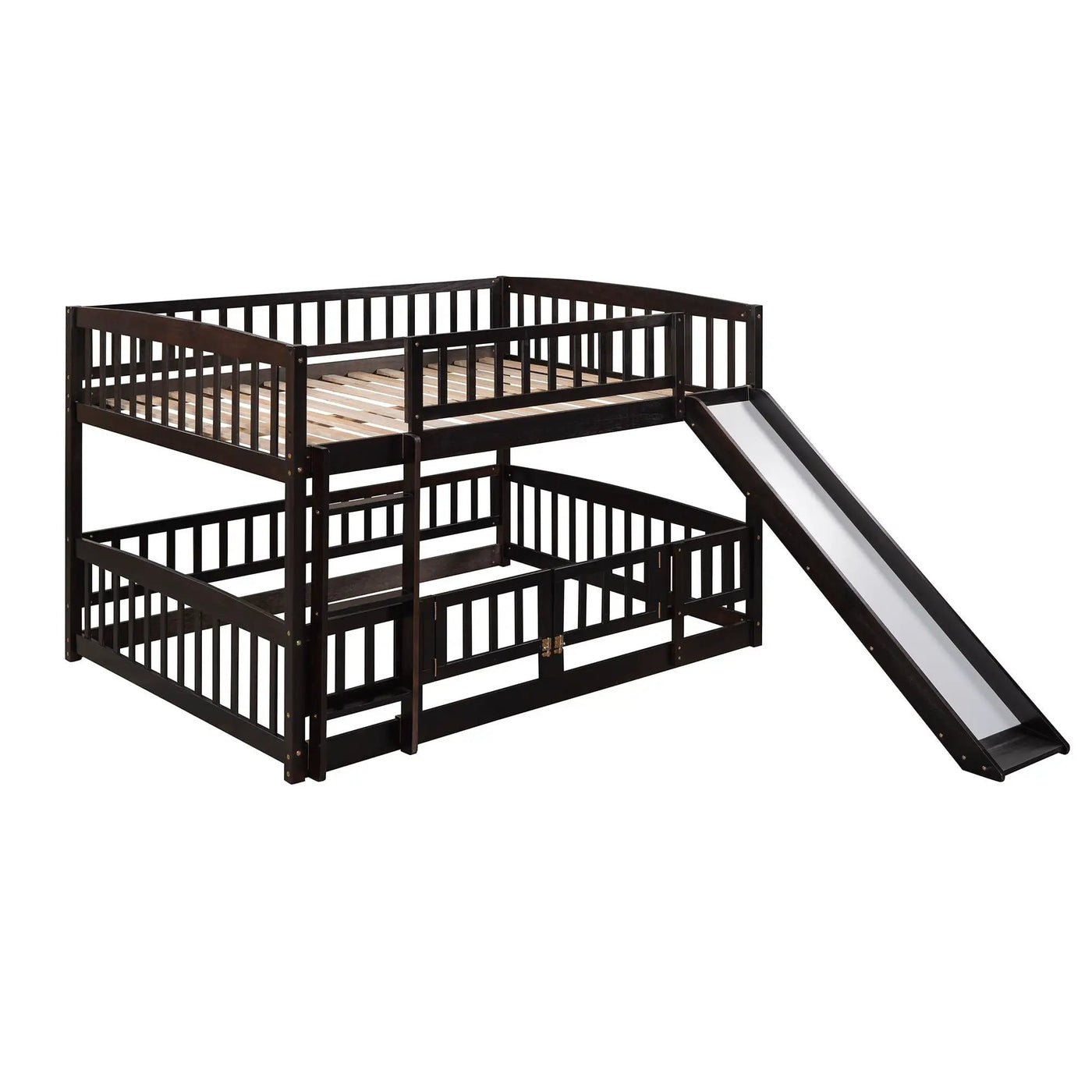 Low Bunk Bed With Slide, Fence And Ladder by Unique Piece Furniture