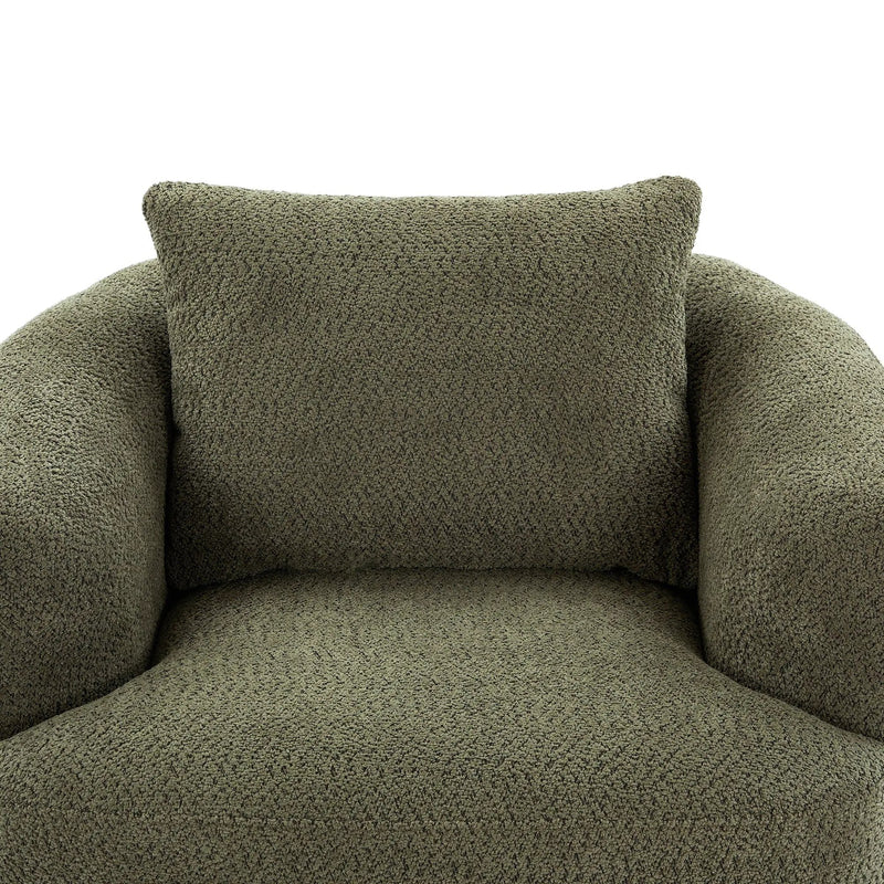 360° Swivel Barrel Sofa Chair With Throw Pillow, Upholstered Accent Chair by HouseOfZazla