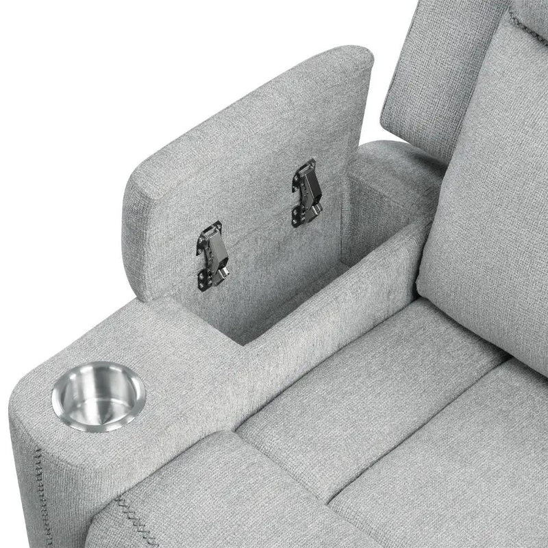 Galya - Motion Loveseat With Console - Light Gray Chenille by Unique Piece Furniture