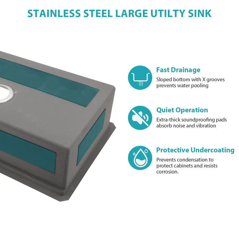 Modern Undermount Stainless Steel Kitchen Sink 16 Gauge, Deep Single Bowl by HouseOfZazla