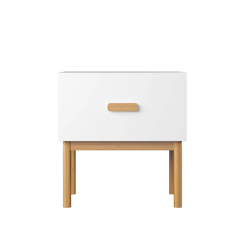 Nightstand With Drawer, Minimalist Bedside Table With Handle For Bedroom - White by HouseOfZazla