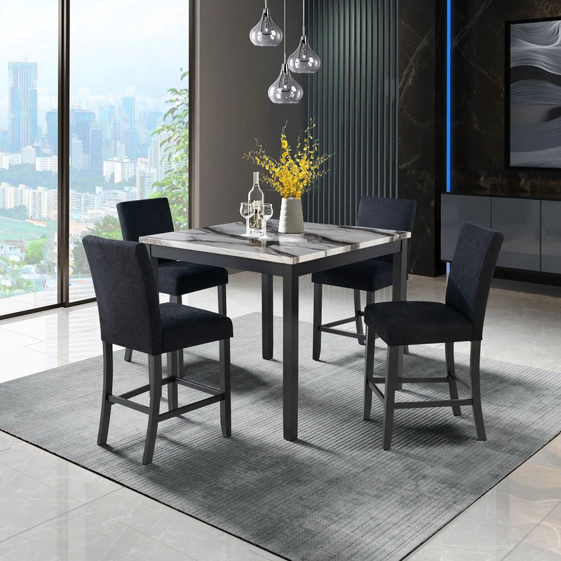 Leoncia - Bar Table And 4 Bar Stools - Espresso / White by HouseOfZazla