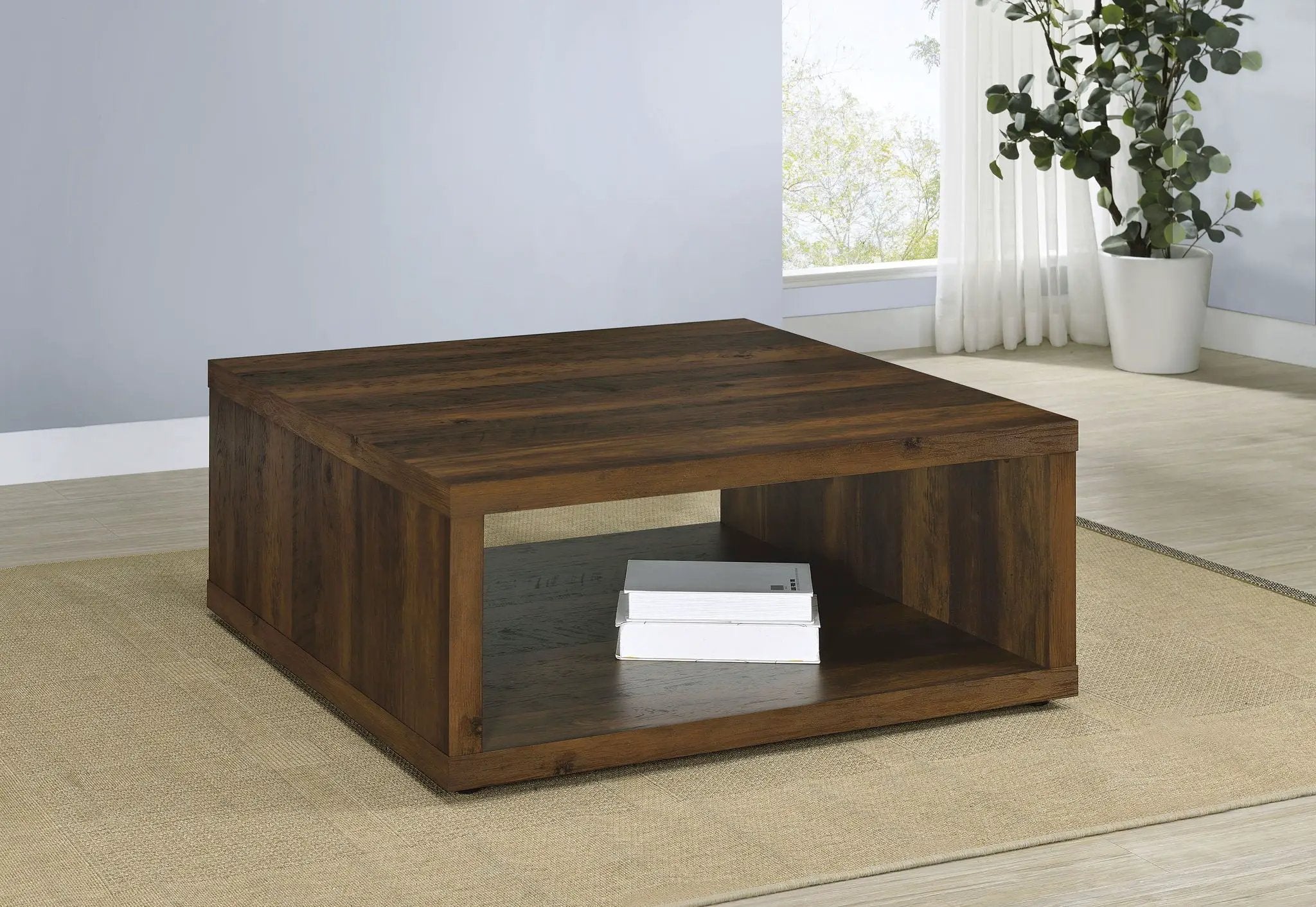 Frisco Square Engineered Wood Coffee Table Dark Pine by Unique Piece Furniture