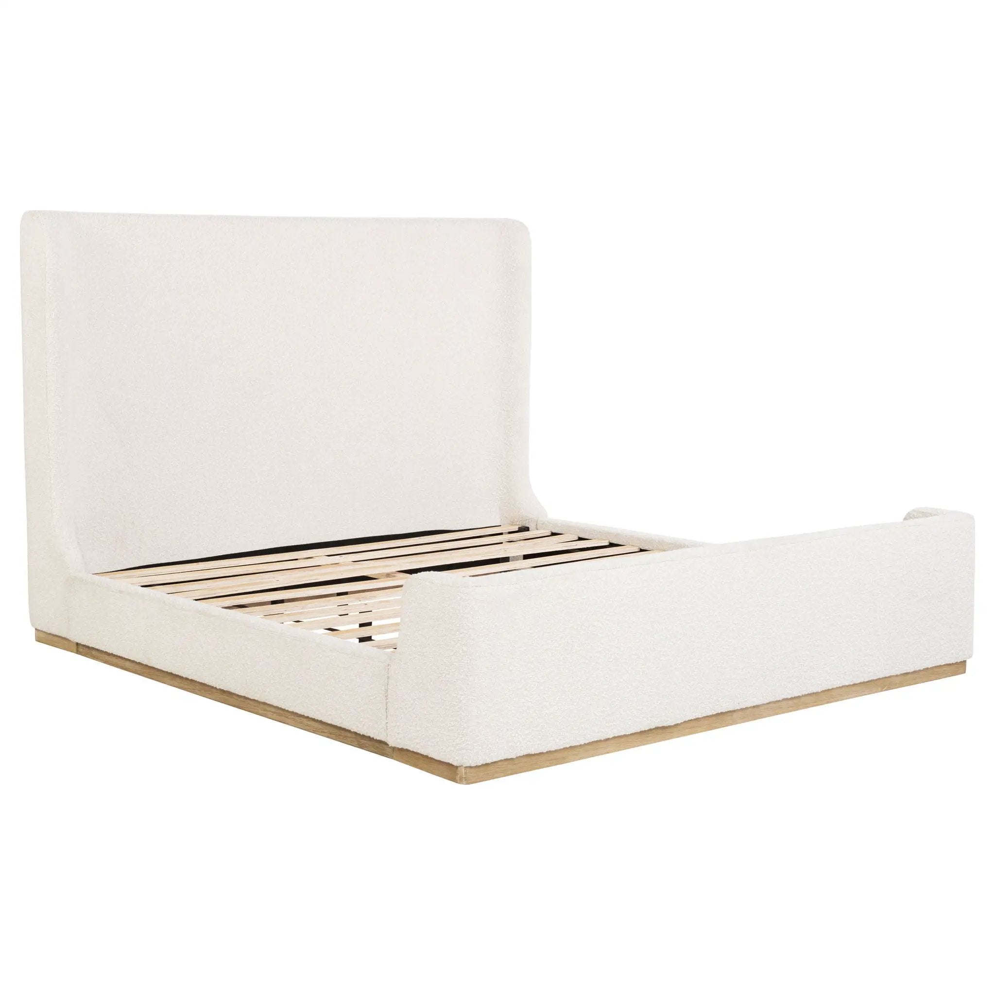 Kensington - Eastern King Sleigh Bed With Tall Wingback Headboard - Cream by HouseOfZazla